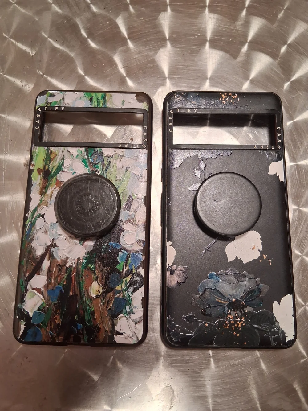 Magsafe Casetify Floral Paint & Dark Floral Black Phone Cases W/ Pop Sockets